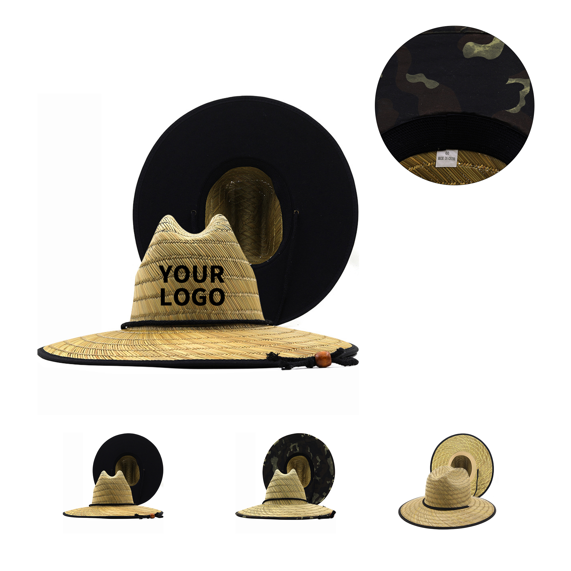 Wide Brim Straw Sun Style With Adjustable Chin Cord 23" 1