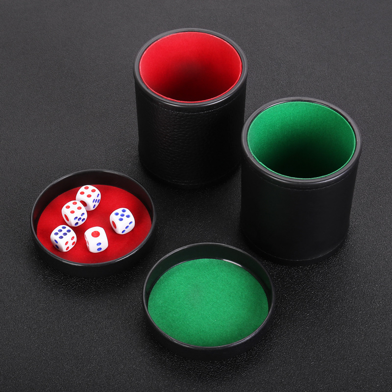 Felt-Lined PU Leather Dice Cup Set 2