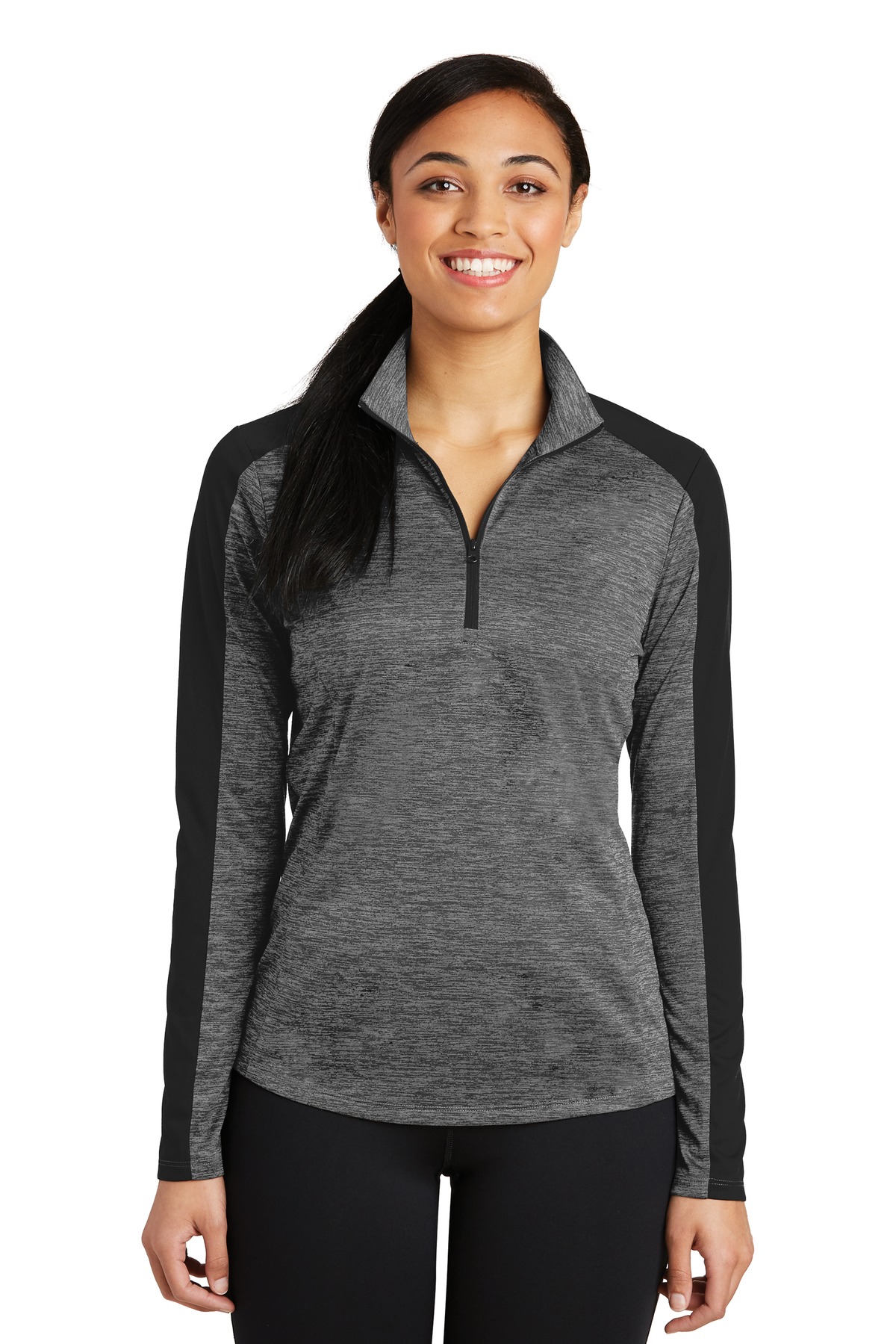 Sport-Tek Women's PosiCharge Electric Heather Colorblock 1/4-Zip Pullover. LST397 10