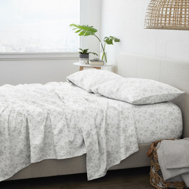 Flannel Bed Sheets - Sylvan Rose Queen 4 Set 1