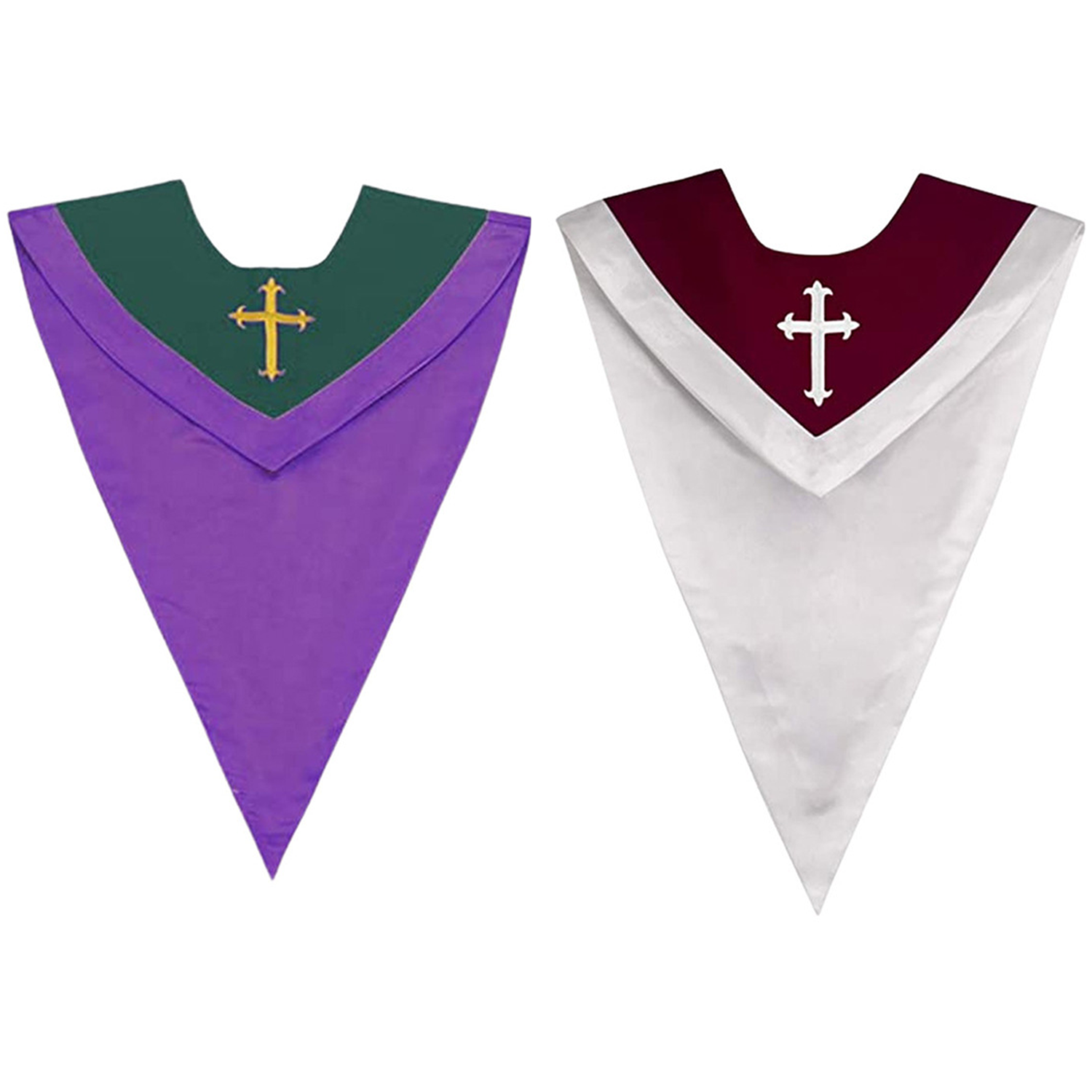 Two-Tone V Shape Sash Choir Stole 4