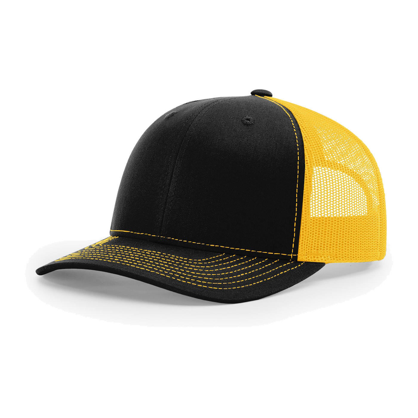 Richardson 112 6-Panel Snapback Trucker Hat w/Leatherette Adhesive Patches or Embroidery 19