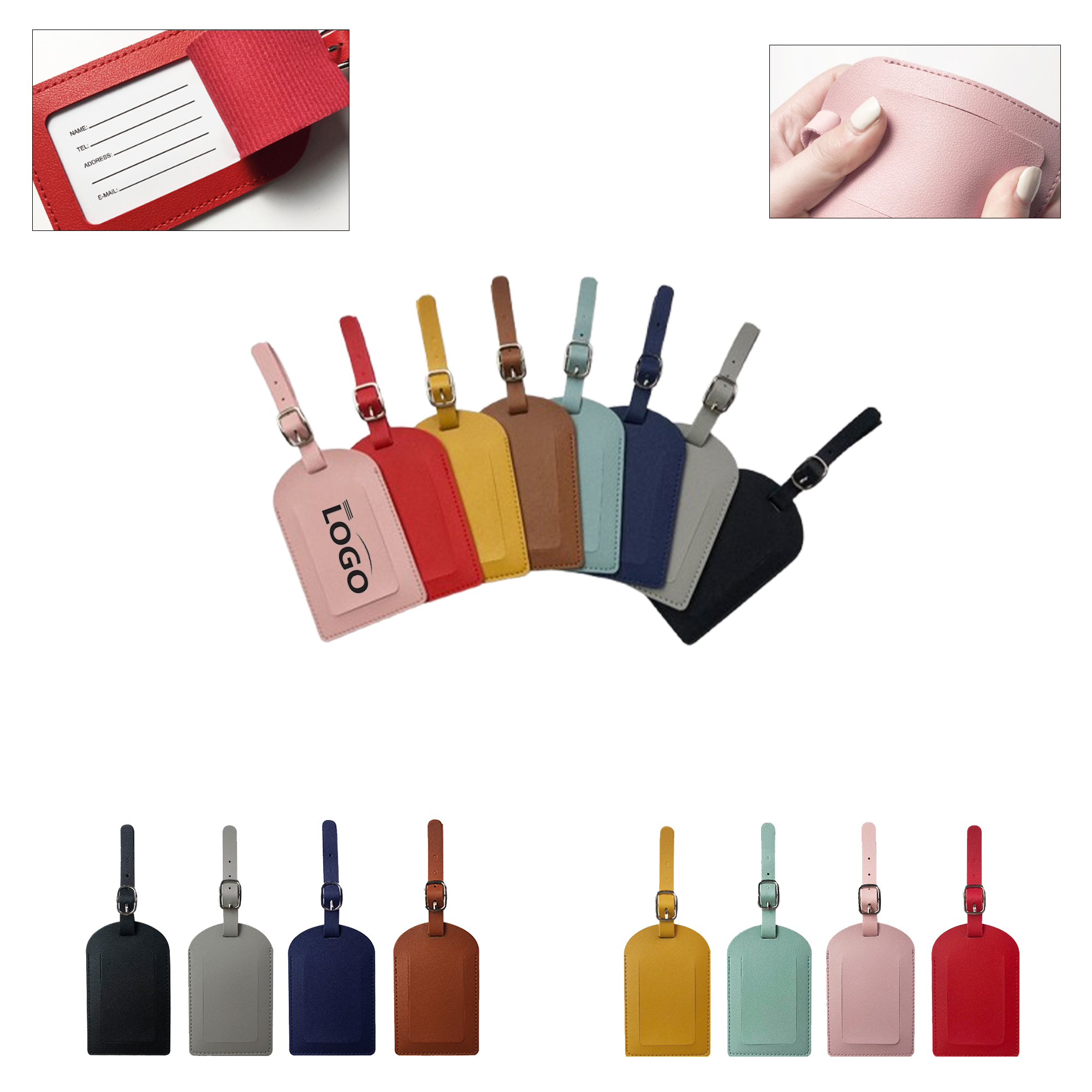 Custom Logo PU Leather Luggage Tags 2
