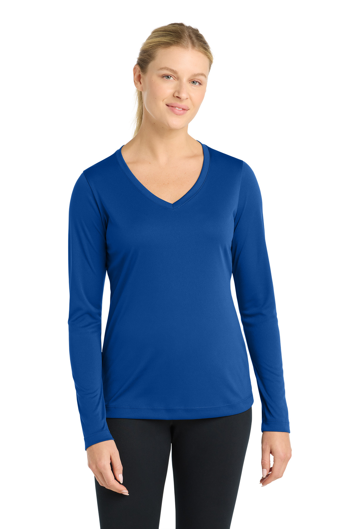 Sport-Tek Women's Long Sleeve PosiCharge Competitor V-Neck Tee. LST353LS 44