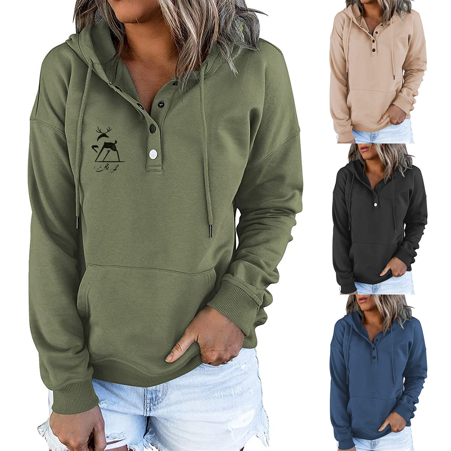 Women's Casual Hoodies Long Sleeve Solid Lightweight Pullove
