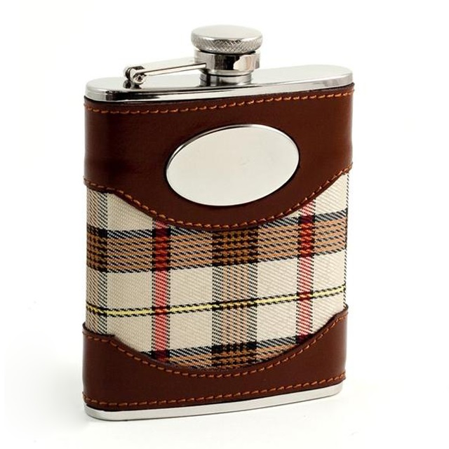 Stainless Steel Hip Flask with Leather Sleeve 8oz 4