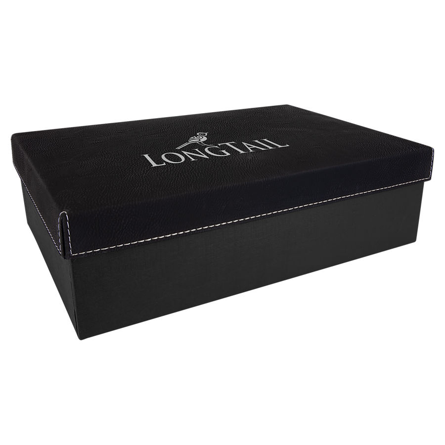 11 3/4" x 7 3/4" Black/Silver Gift Box with Leatherette Lid 2