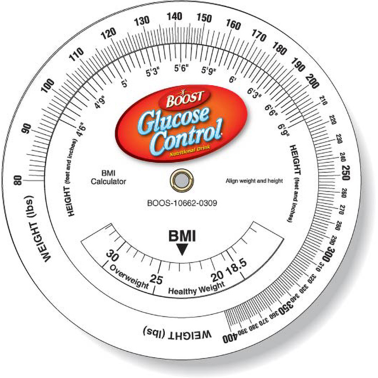 .020 White Plastic Body Mass Index Wheel Calculator (4.25" dia.) Full Colour 1