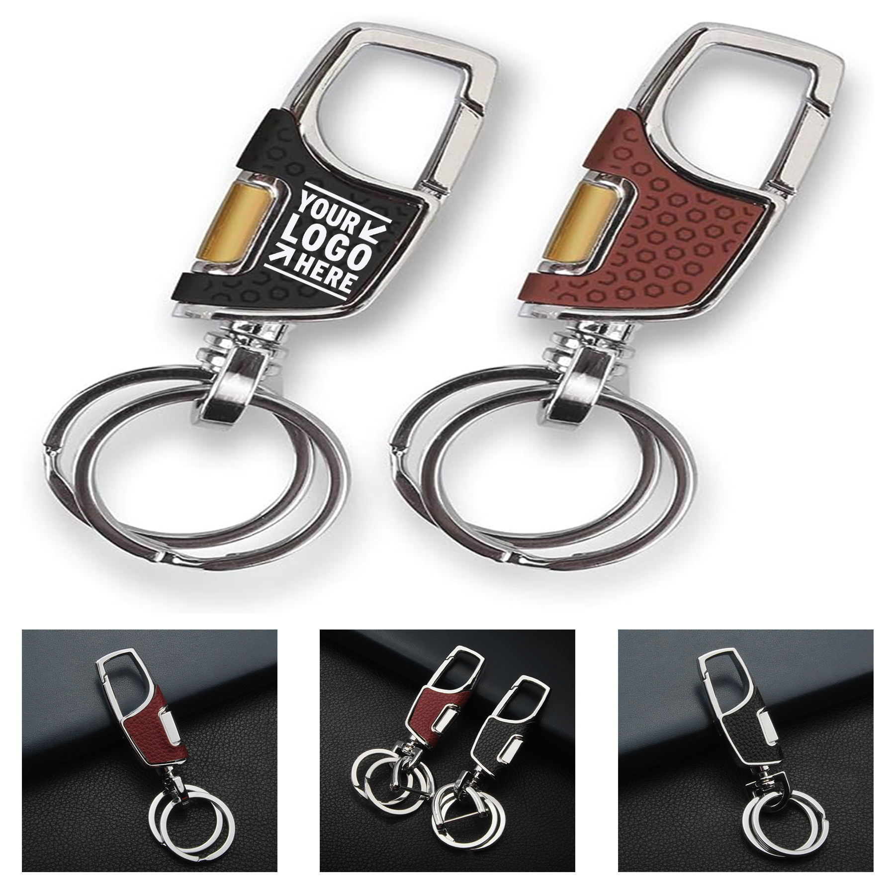 Heavy Duty 2 Metal Carabiner Car Key Rings Chain
