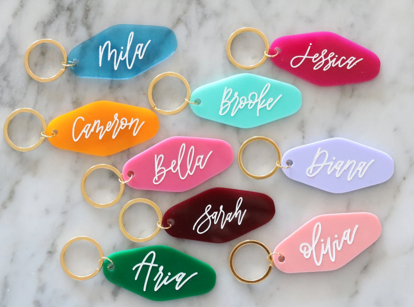 Acrylic Retro Keychain Logo with Key Ring 1