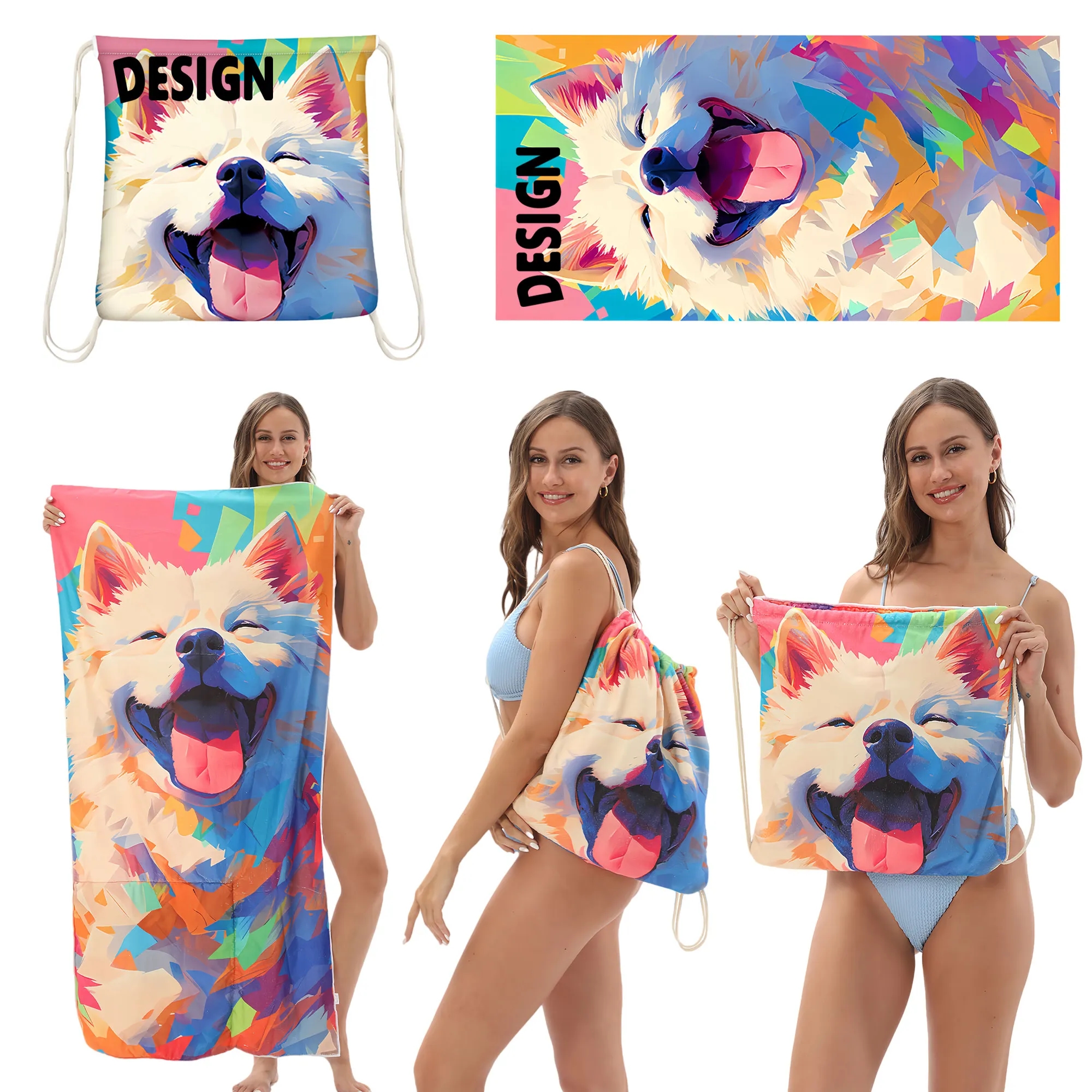 Versatile 2-In-1 Foldable Beach Towel With Storage Bag