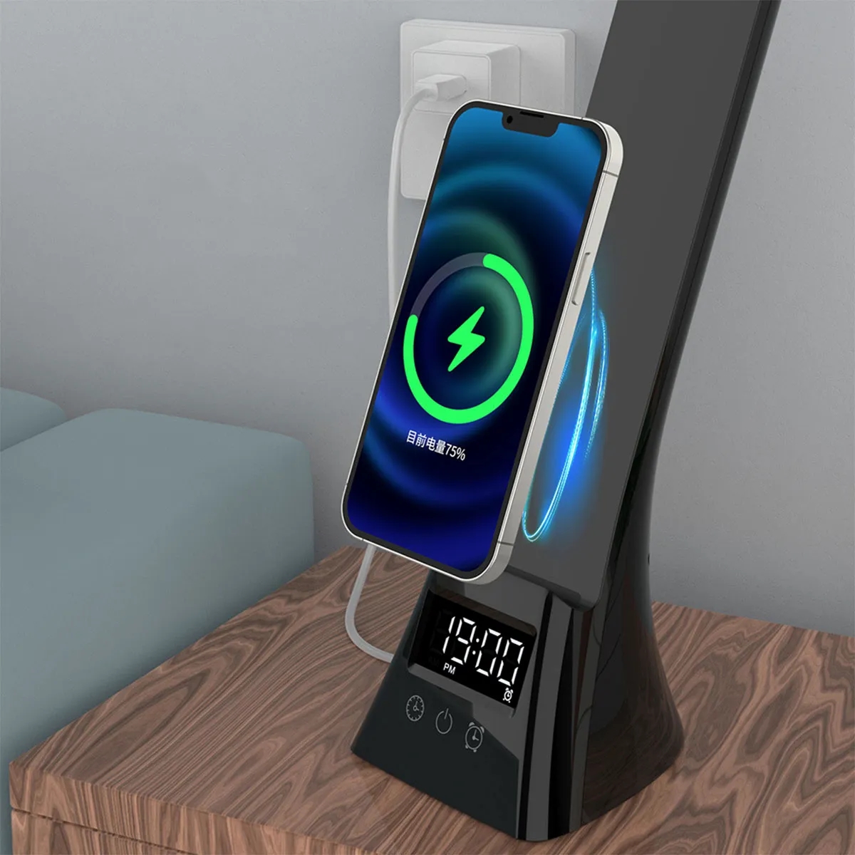 Foldable Smart LED Desk Lamp with Wireless Charger Digital C 4