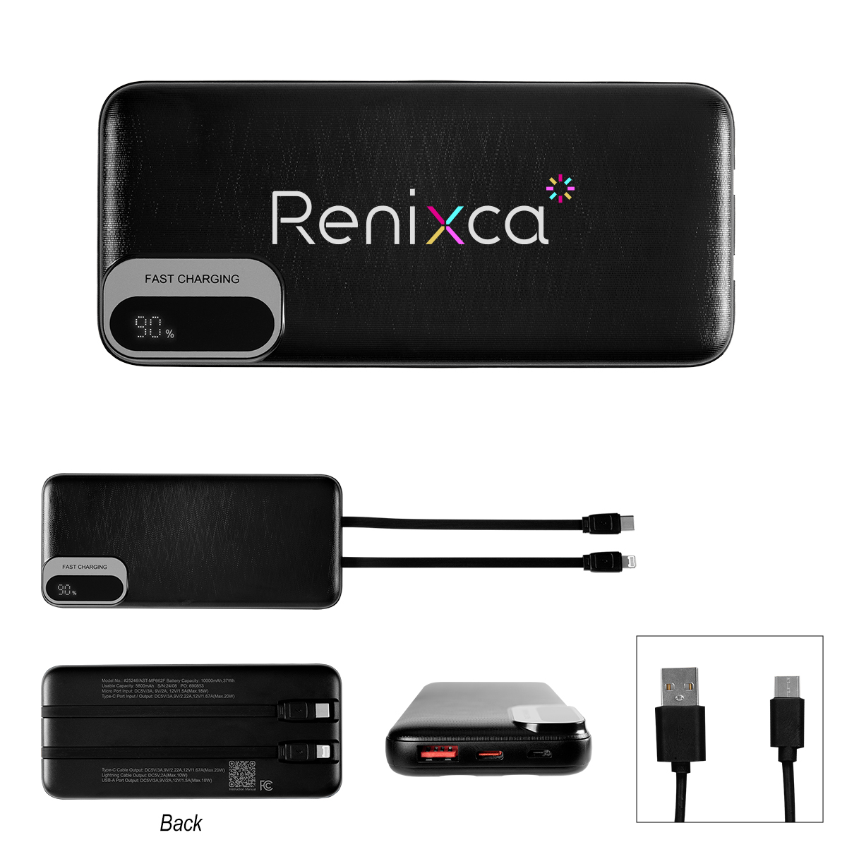 10,000 mAh Power Bank With Built-In Cables 1