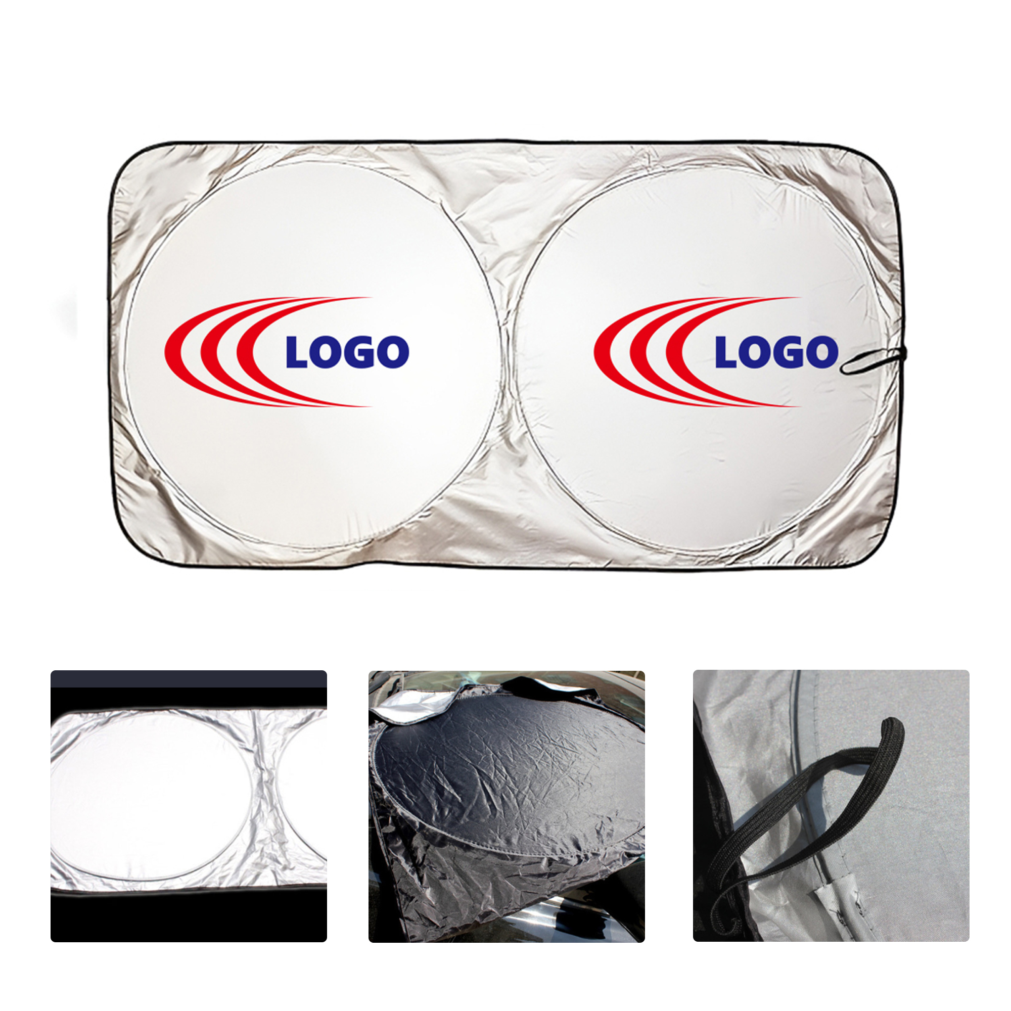 MOQ50 Custom Dual Circle Car Sunshade For Windshield 2