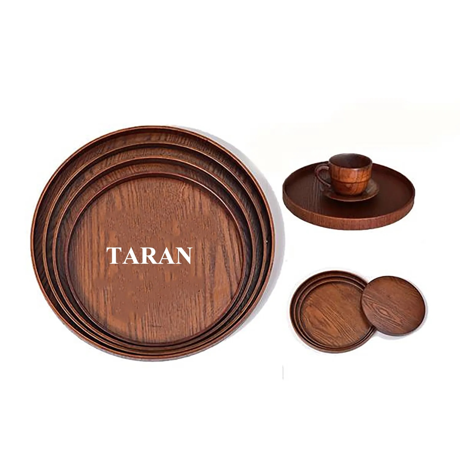 Round Wood Serving Tray For Eating 1