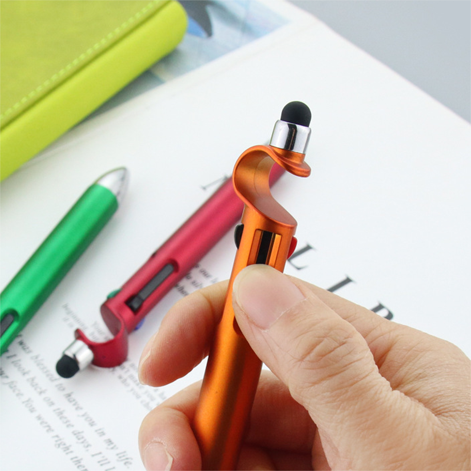4 Color Stylus Ballpoint Pen w/ Phone Stand 11