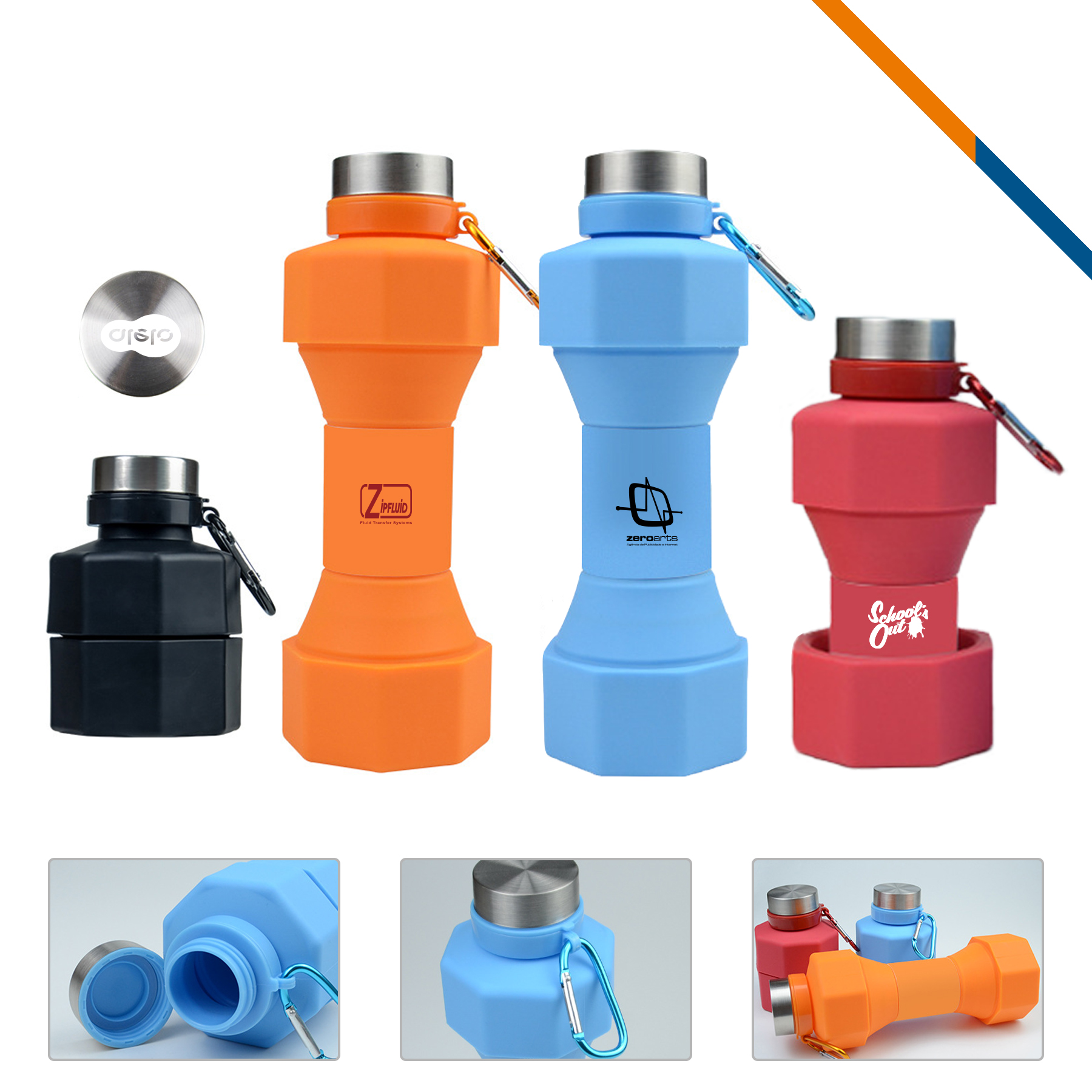 Dumbbell Collapsible Water Bottle - 22 OZ. 4