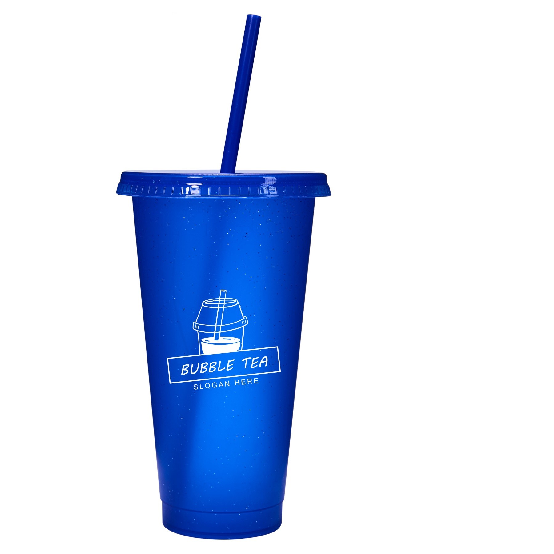24 Oz Colorful Sequin Plastic Straw Cup With Lid 2