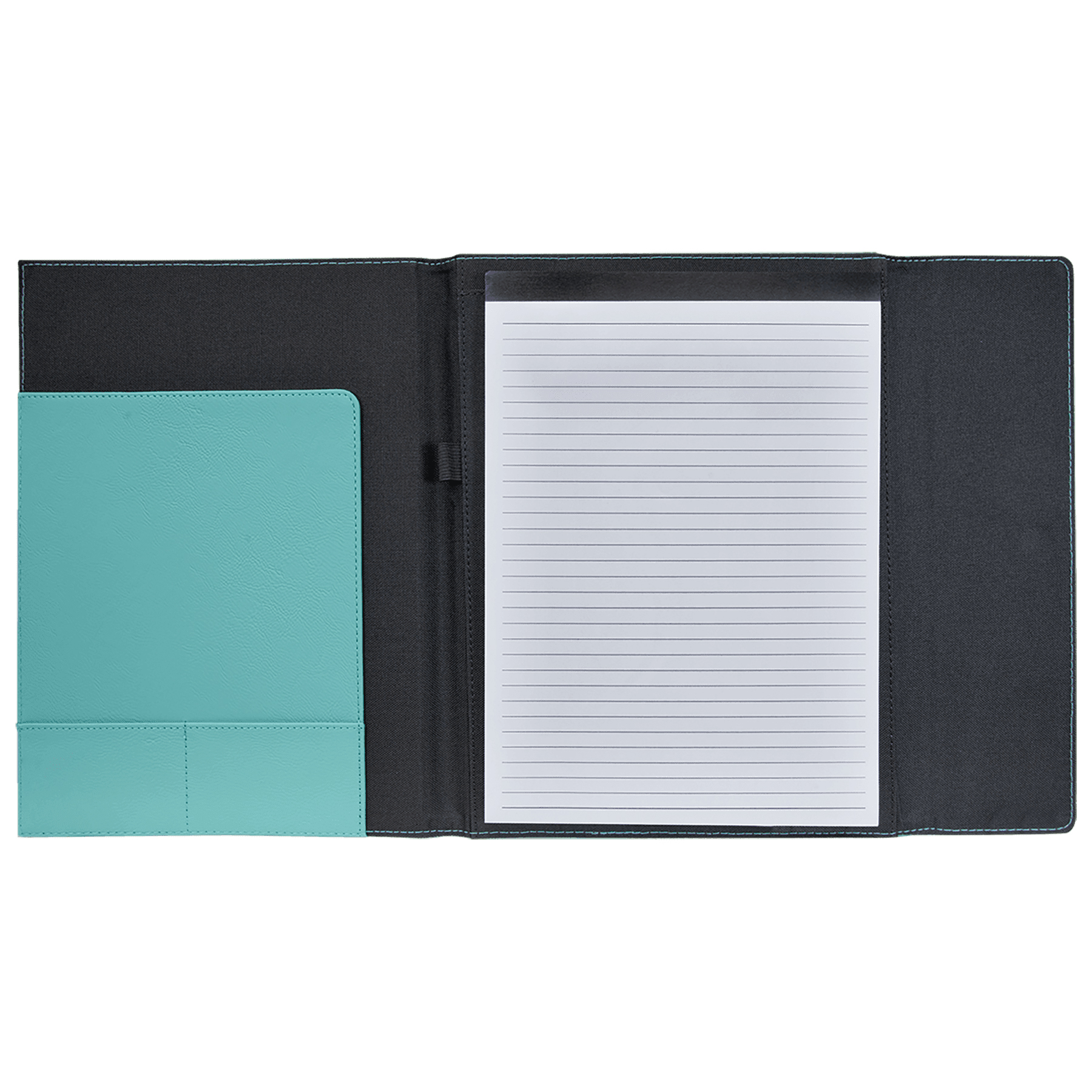 9" x 12" Teal Leatherette & Black Canvas Portfolio 3