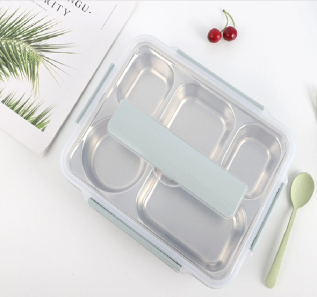 SS Bento Lunch Box with Spoon and Fork Storage 3