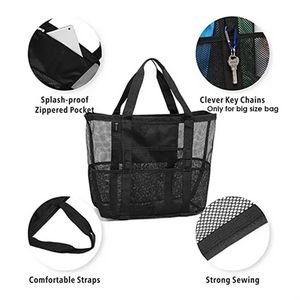 Large Foldable Mesh Beach Swimming Tote Bag 12
