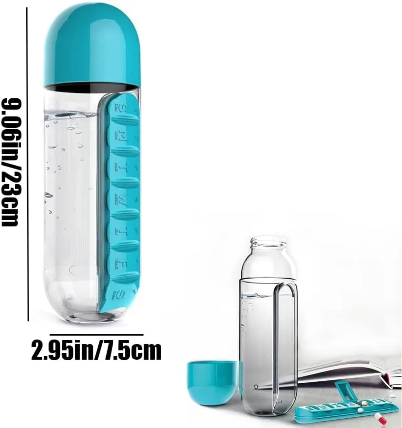 Portable Pill Organizer Water Bottle 20OZ 3