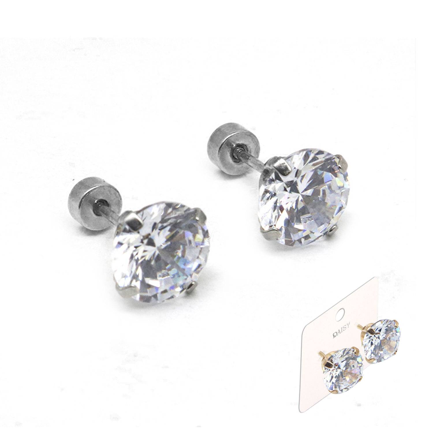 Stainless Steel Cubic Zirconia Hoop Earrings 8