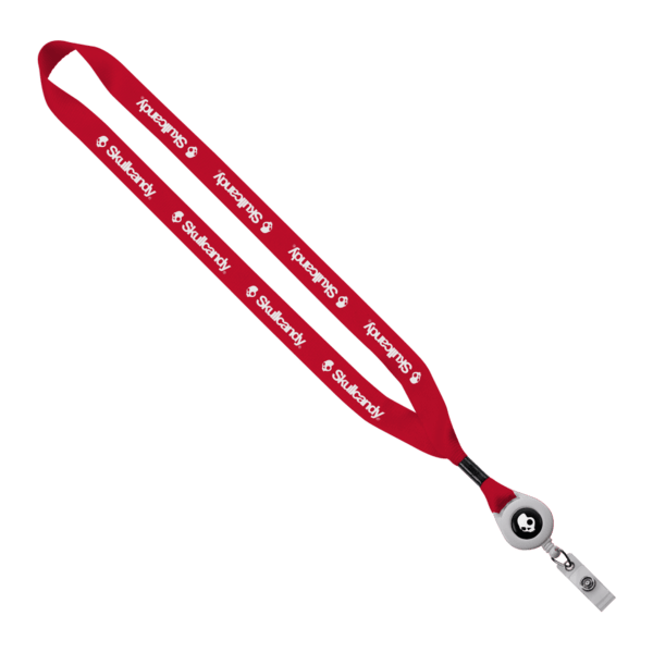 3/4" Polyester Lanyard with Metal Crimp & Retractable Badge Reel 202