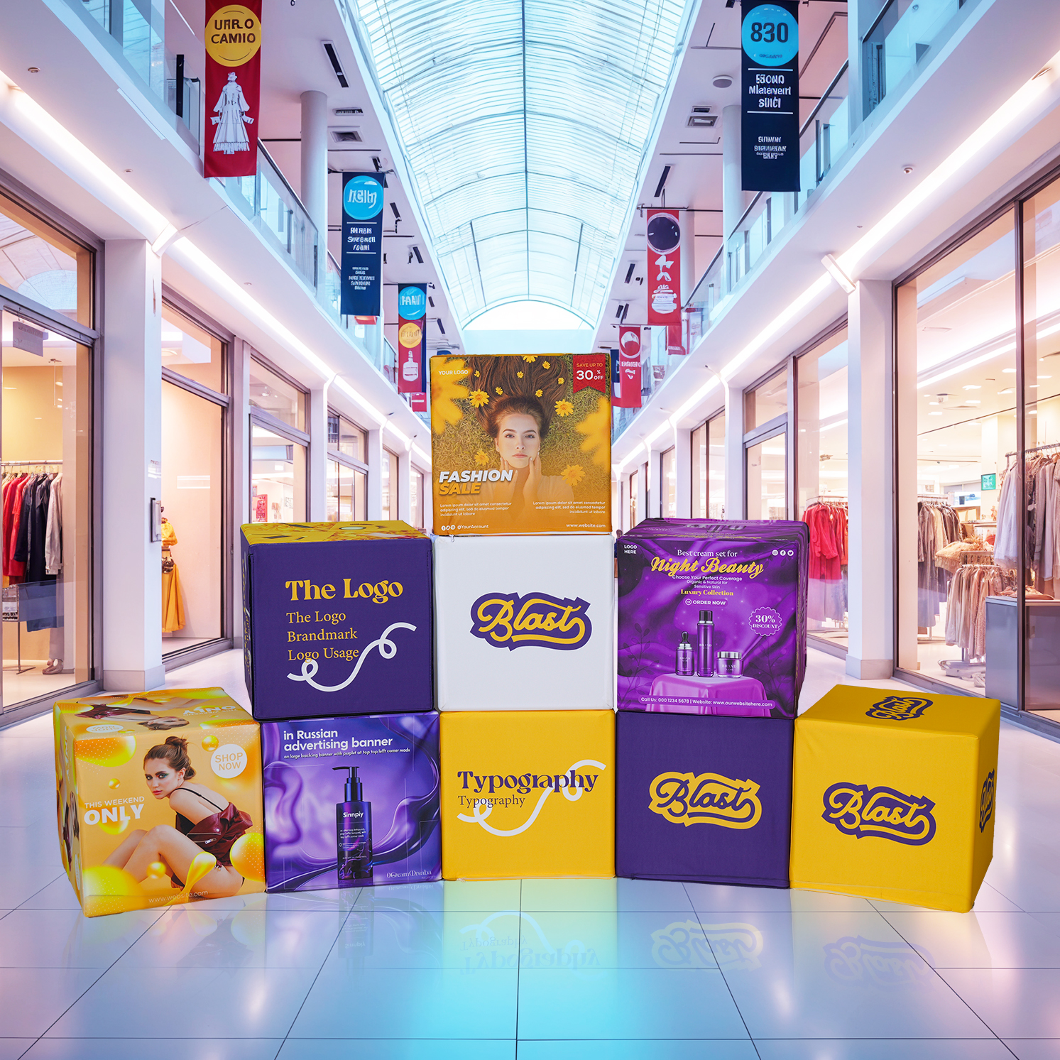 1.6' x 1.6' 3D Cube Displays Package (Graphic & Hardware Combo) 5