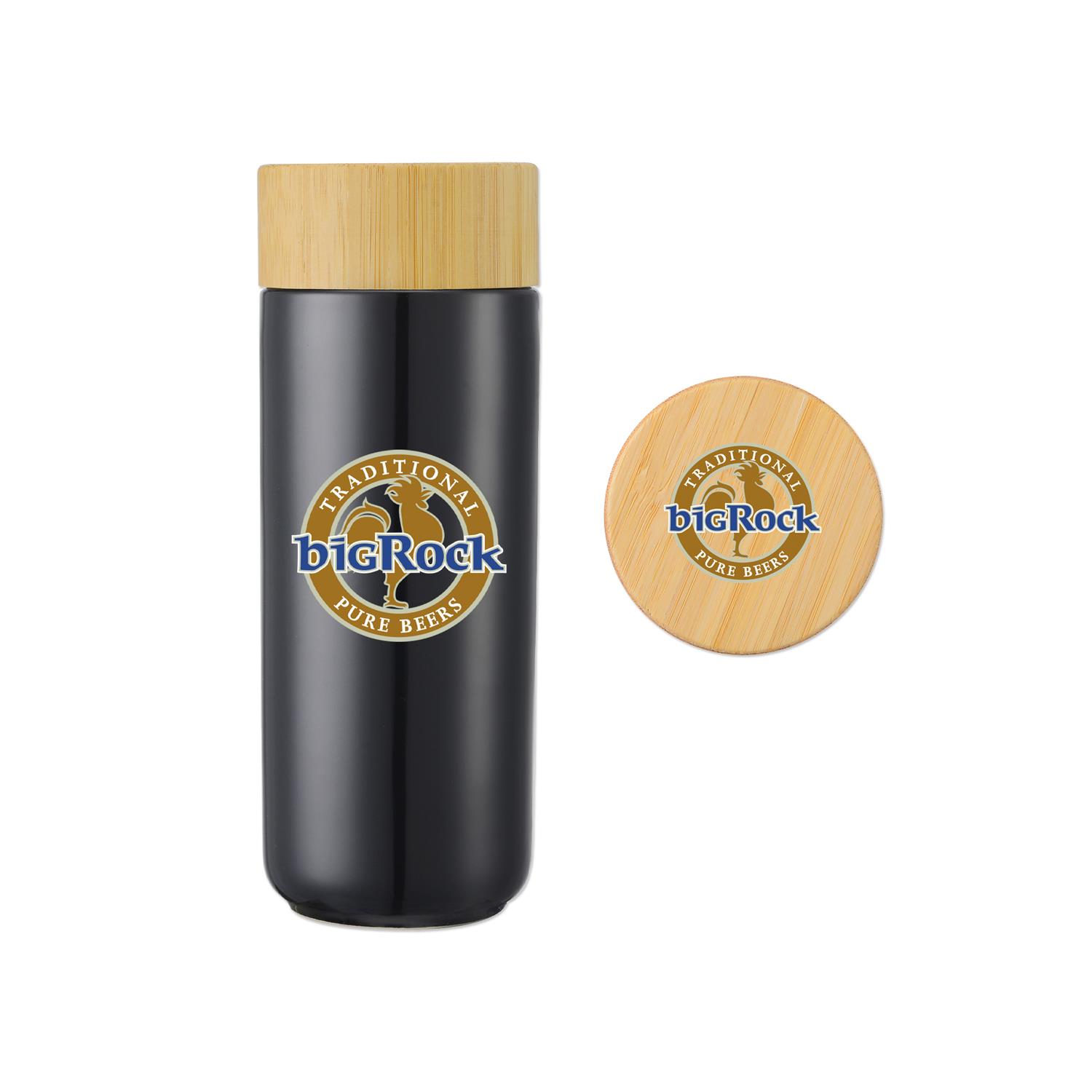 10 Oz. Double Wall Ceramic Mug with Bamboo Lid 1
