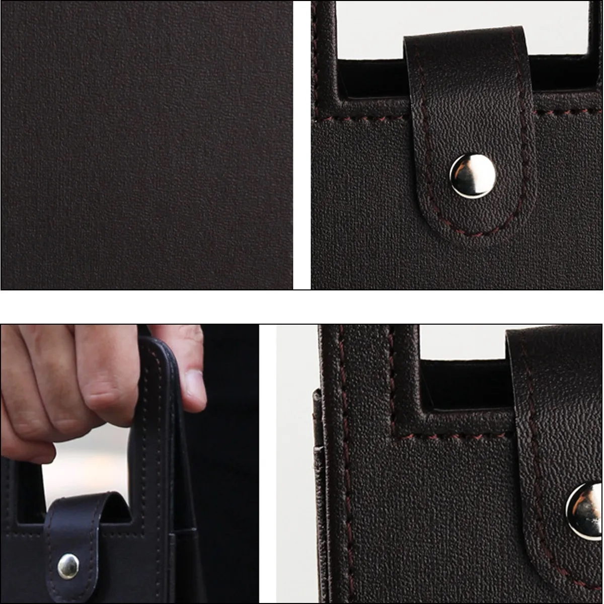 PU Leather Single Bottle Wine Tote With Handle Slot 4