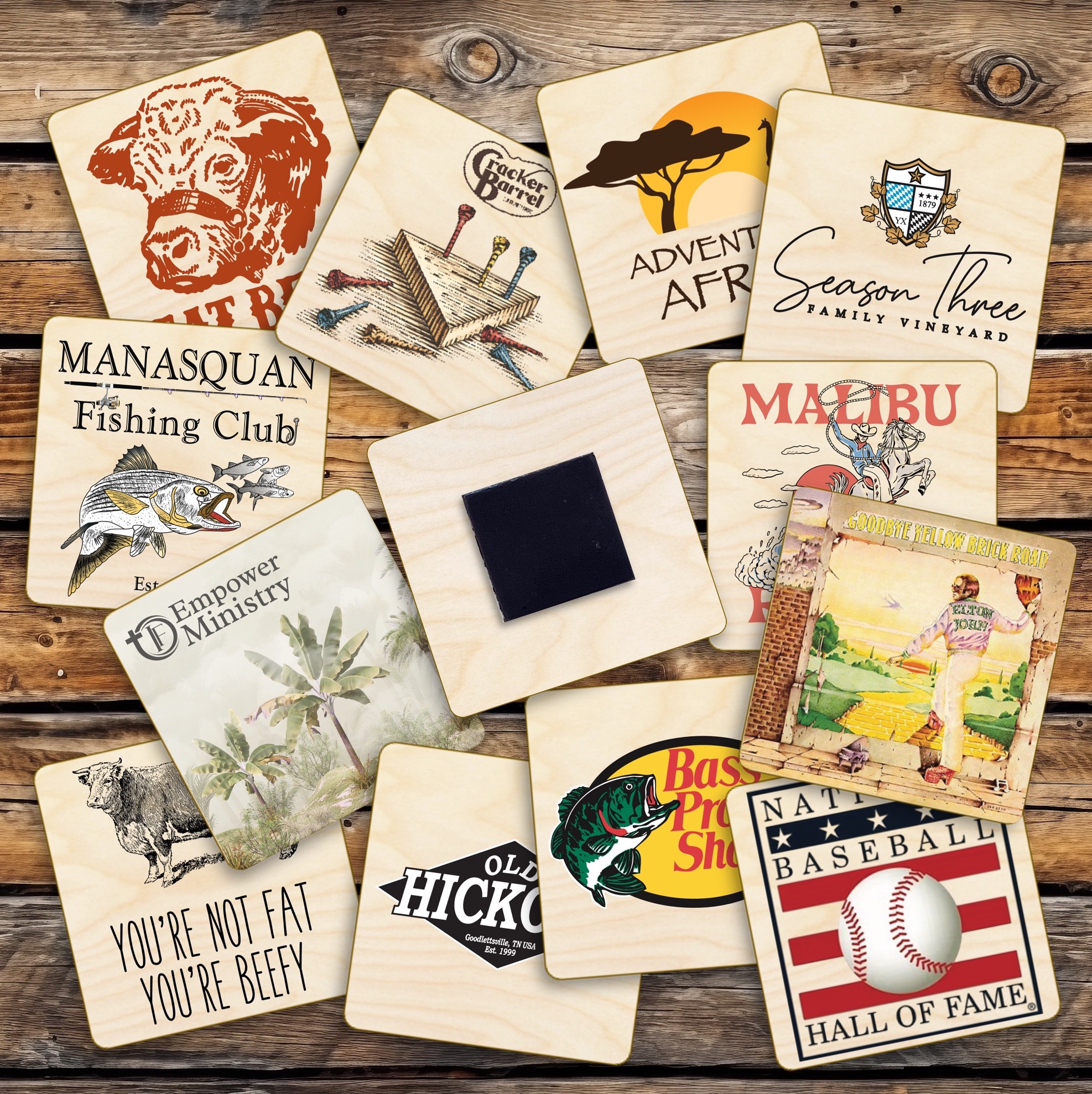 2" Square Wooden Magnet 7
