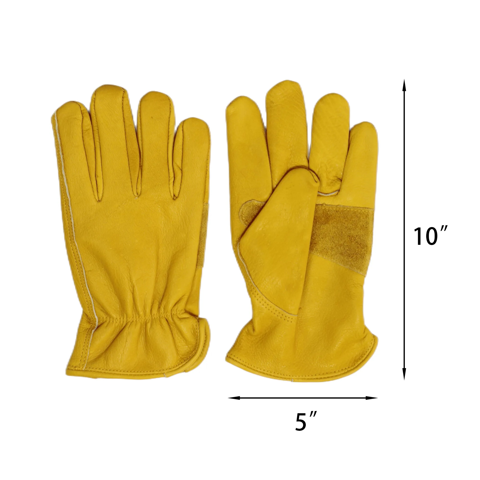 Yellow Cowhide Leather Work Gloves 1