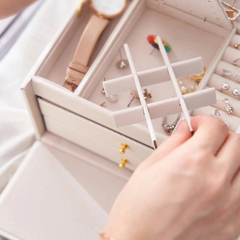 Custom 3-Layer PU Jewelry Organizer Box with Mirror / Hook 2