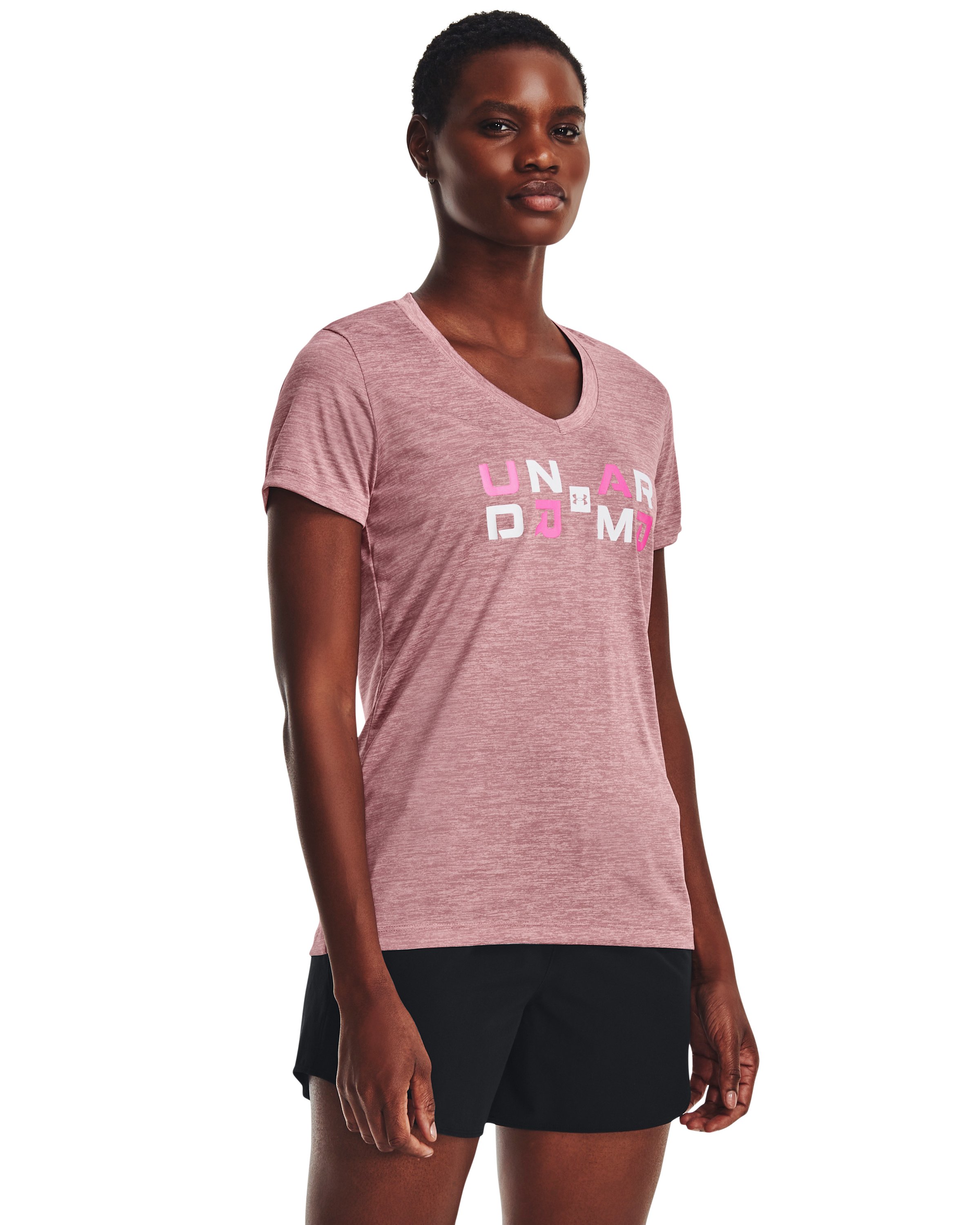 UA Tech Twist Graphic Women's V-Neck Short Sleeve 3