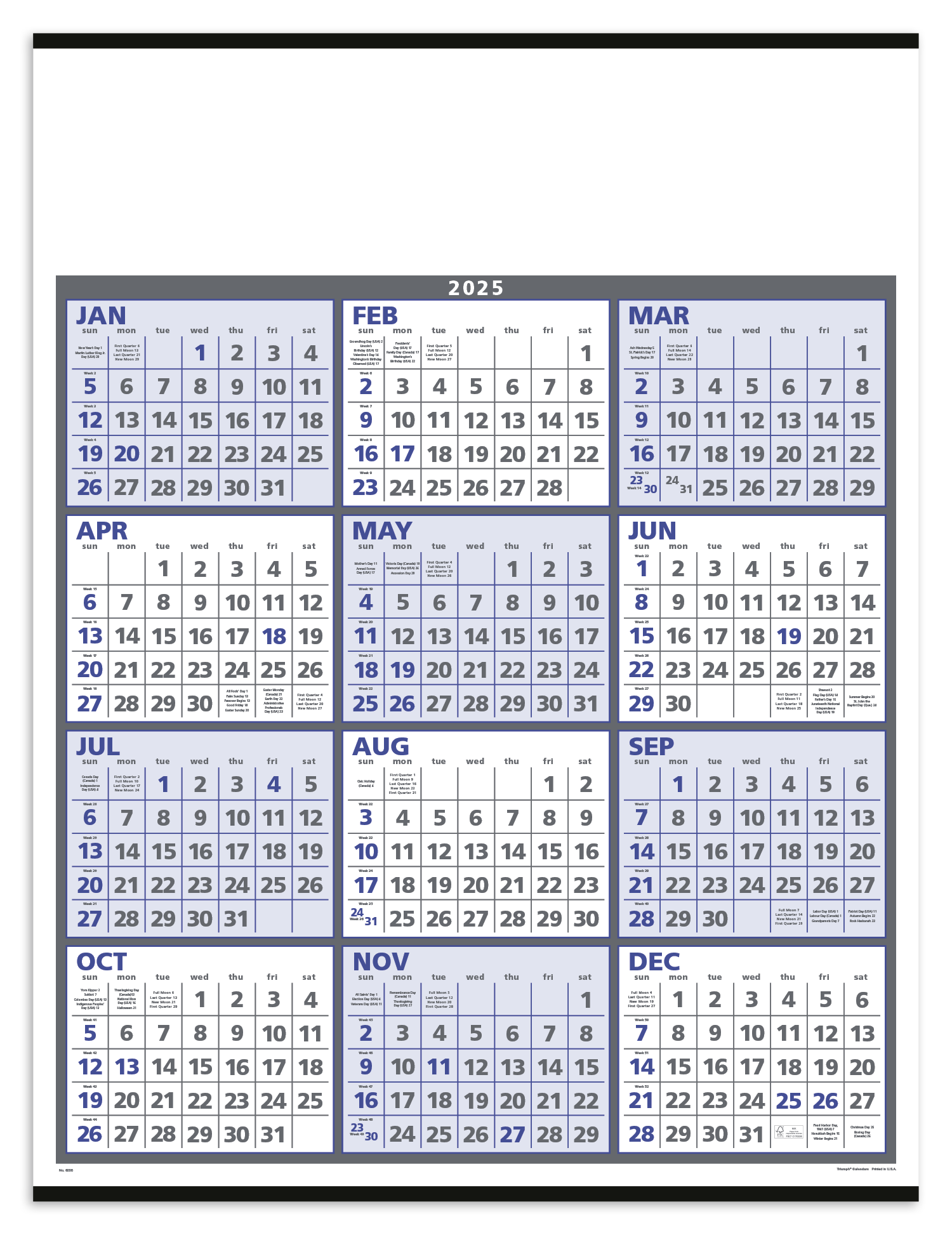 Triumph® Calendars Black & White Span-A-Year Non-Laminated Calendar 32