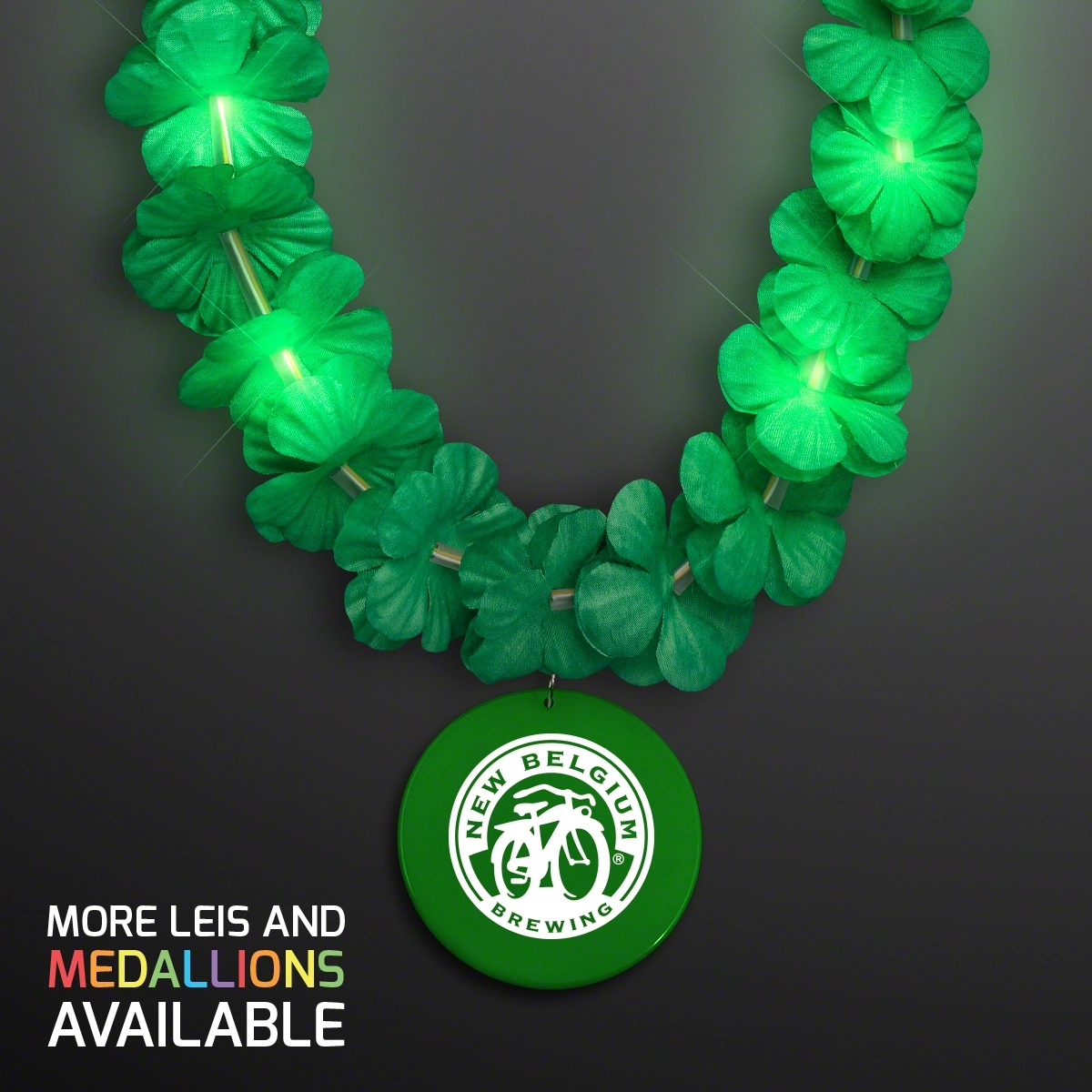 Light Up Green Lei with Medallion 3