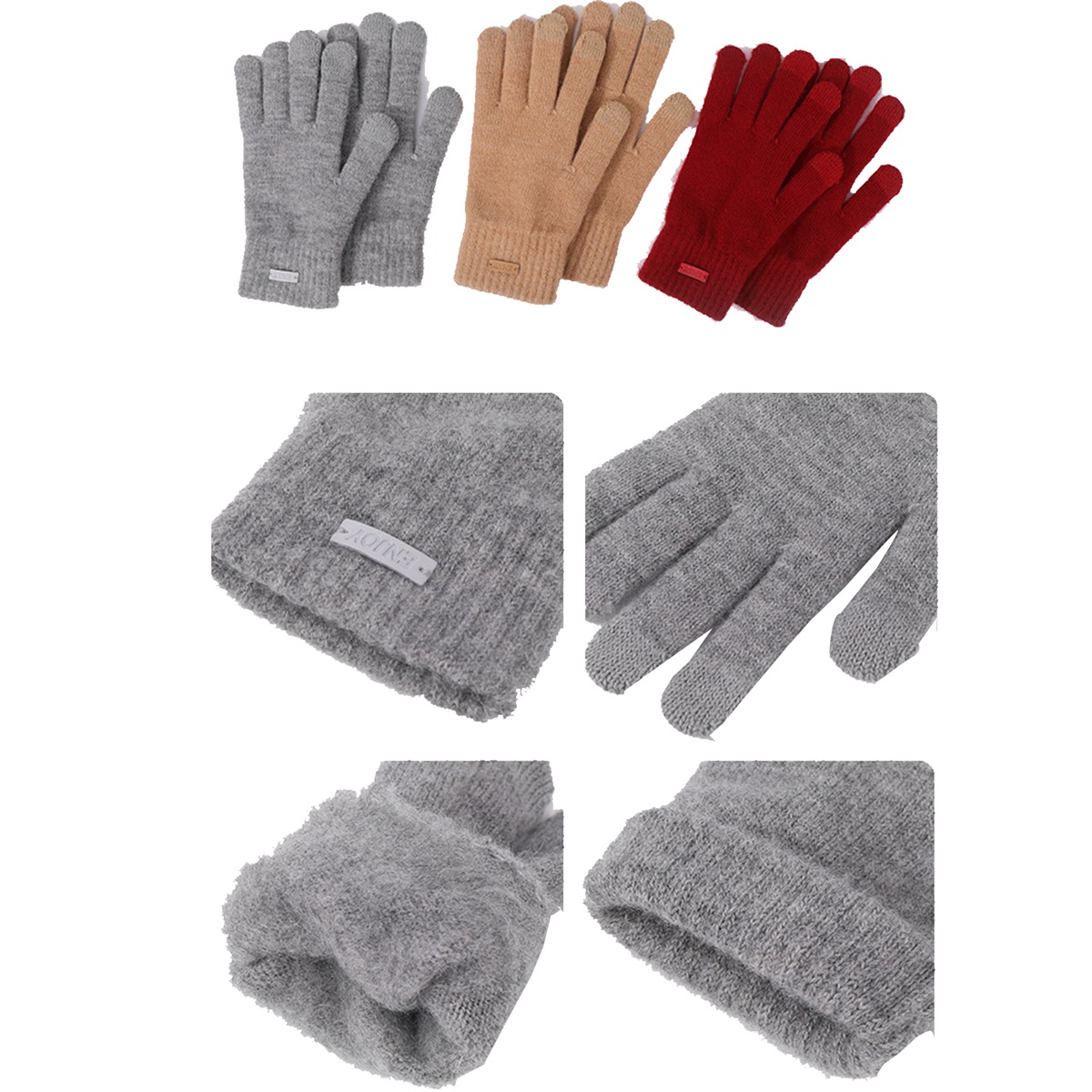 Color Matching Scarf Gloves Hat Three-piece Set Winter Suit 1