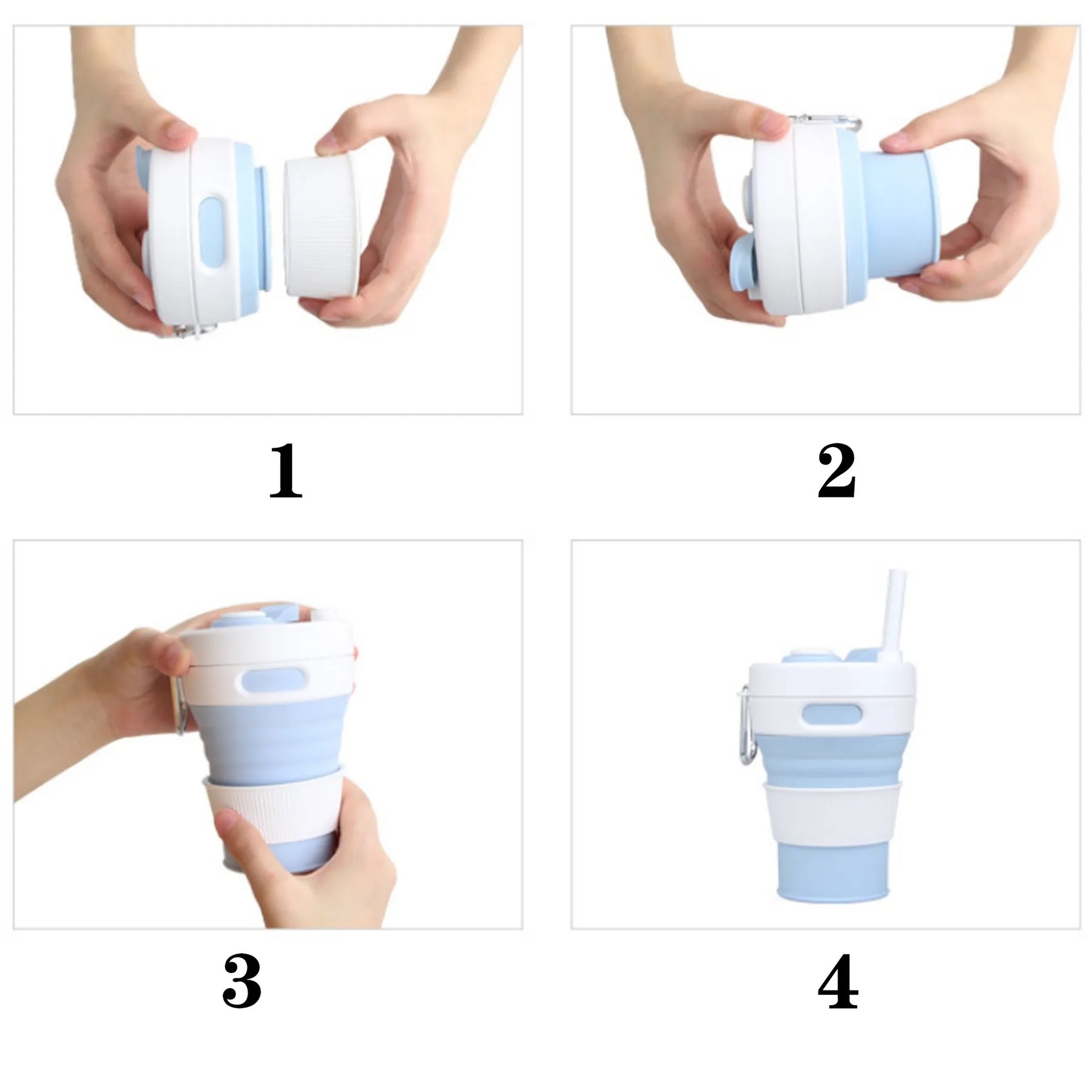 Silicone Collapsible Travel Folding Drinking Cup W/Lid 5