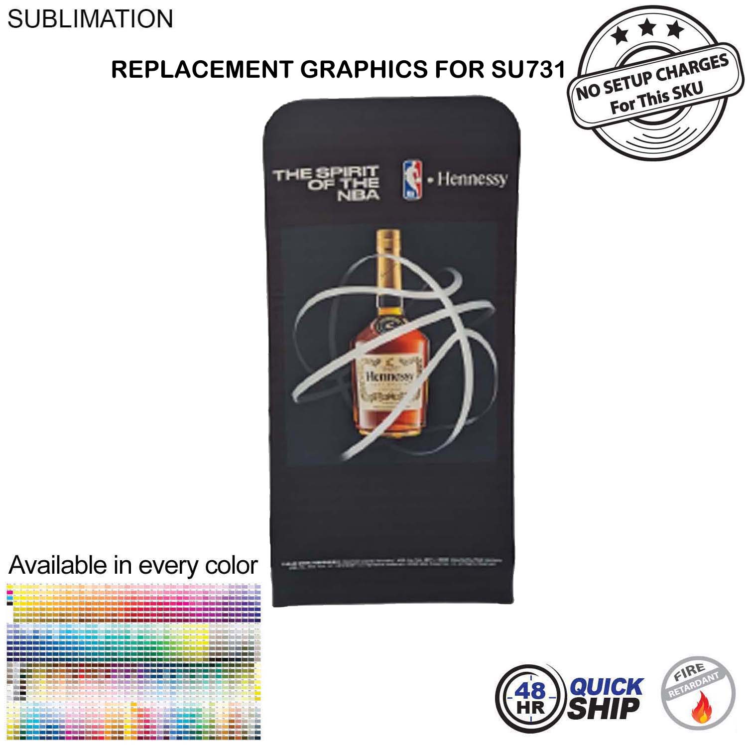 48Hr Quick Ship - Replacement Graphics Double Sided 3'W x 78"H EuroFit Tension Fabric Slip on cover 5