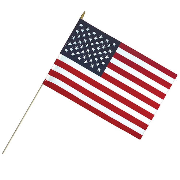 24" x 36" Lightweight Cotton US Stick Flag with Spear Top on a 50" Dowel 2