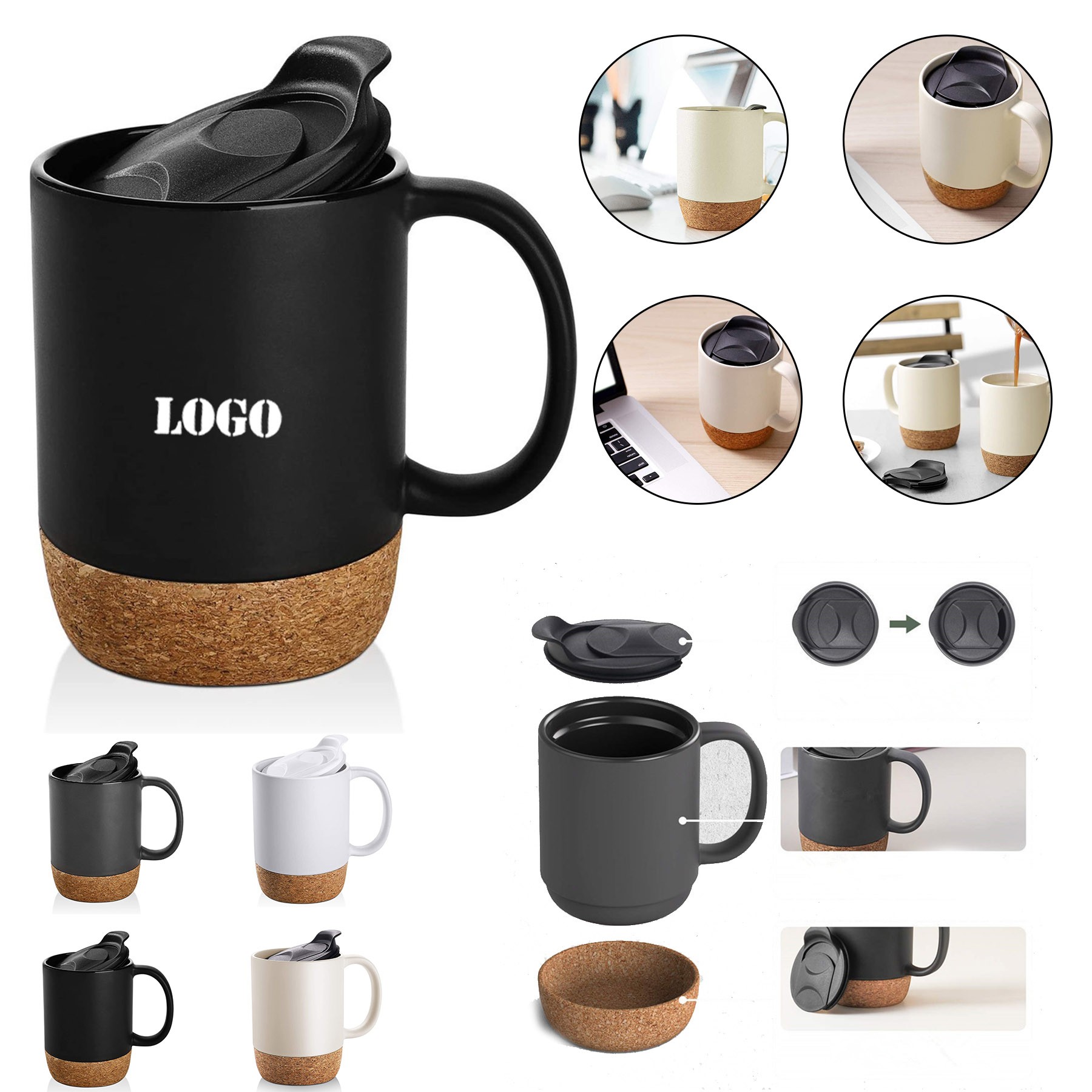15 oz Ceramic Mug with Insulated Cork 1