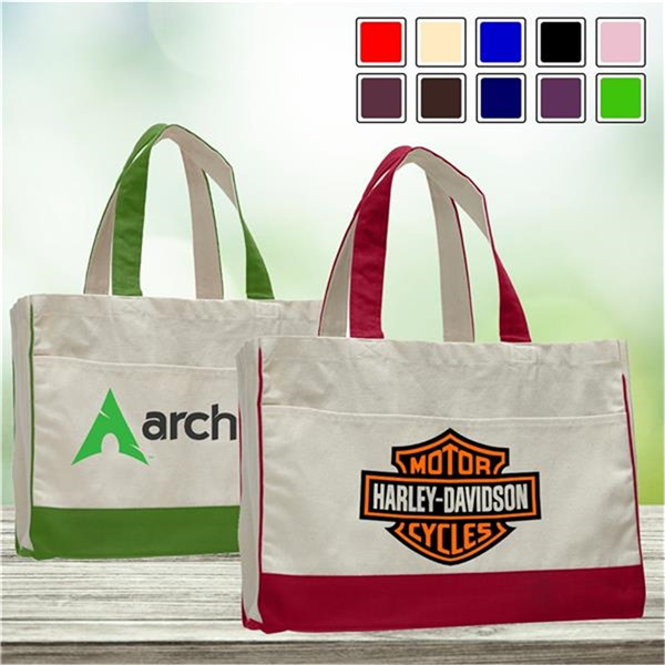 Urban Two-Tone Canvas Tote Bag w/ Interior Zipper Pocket 2