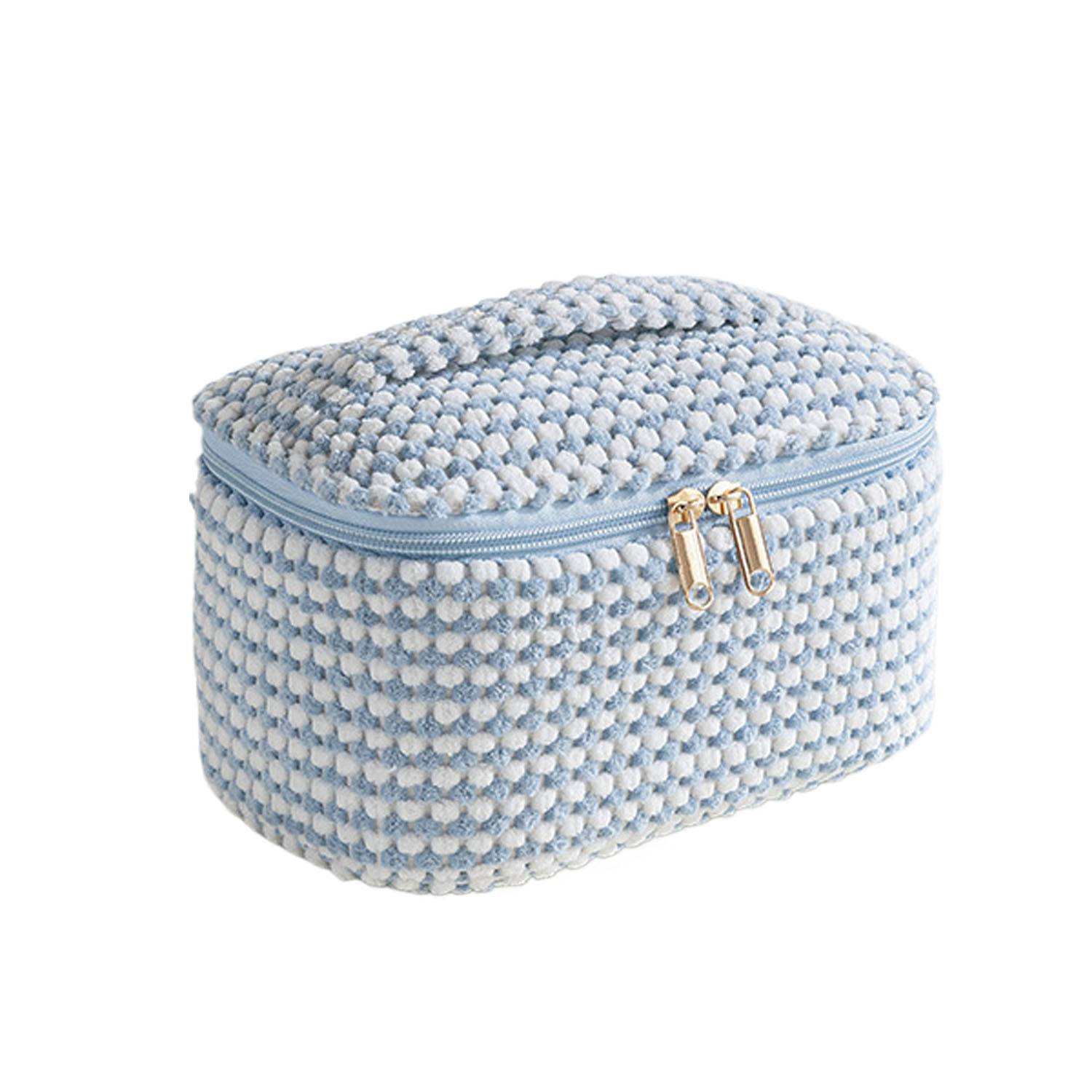 Large Capacity Corduroy Makeup Bag w/ Mesh Pocket 9