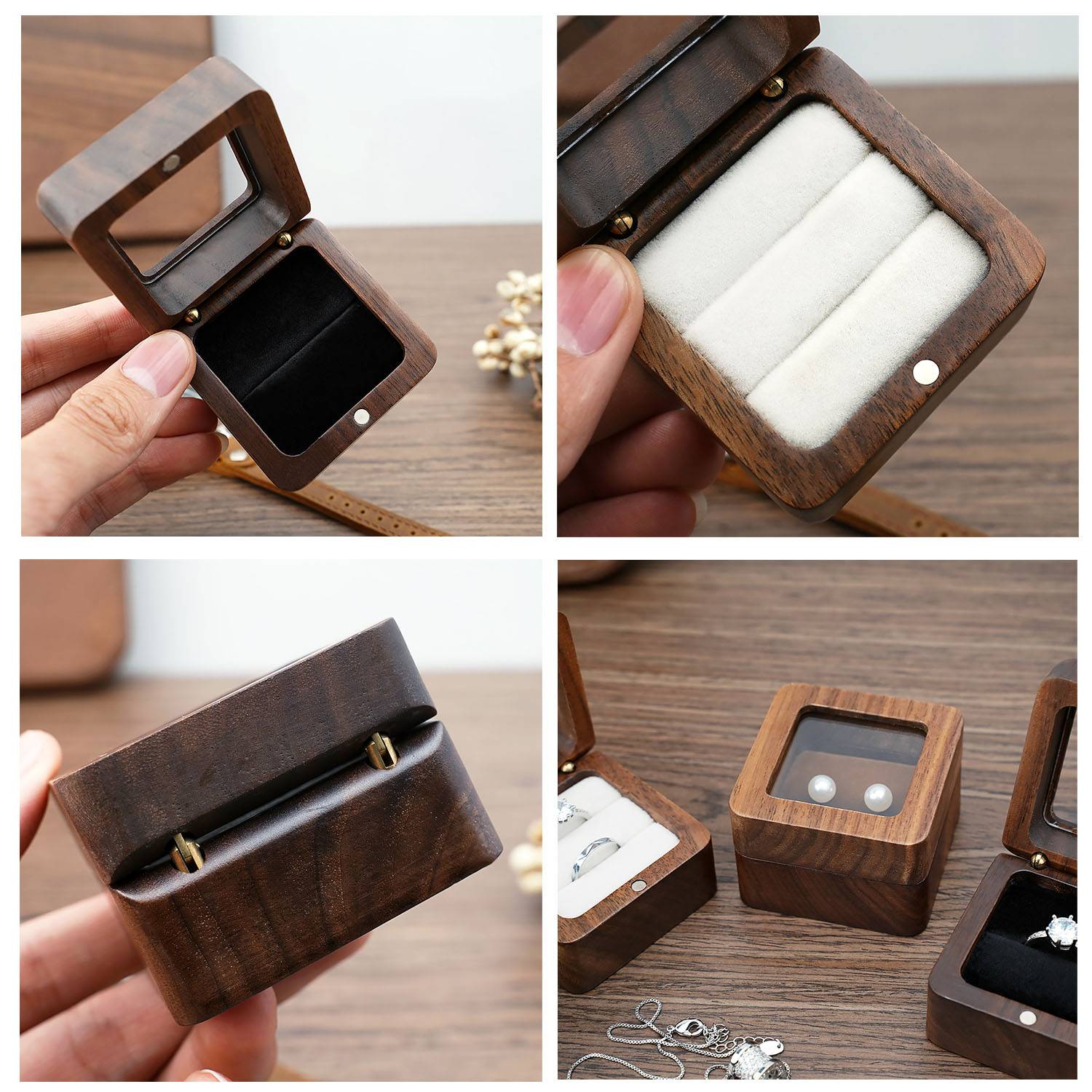 Walnut jewelry ring box 5