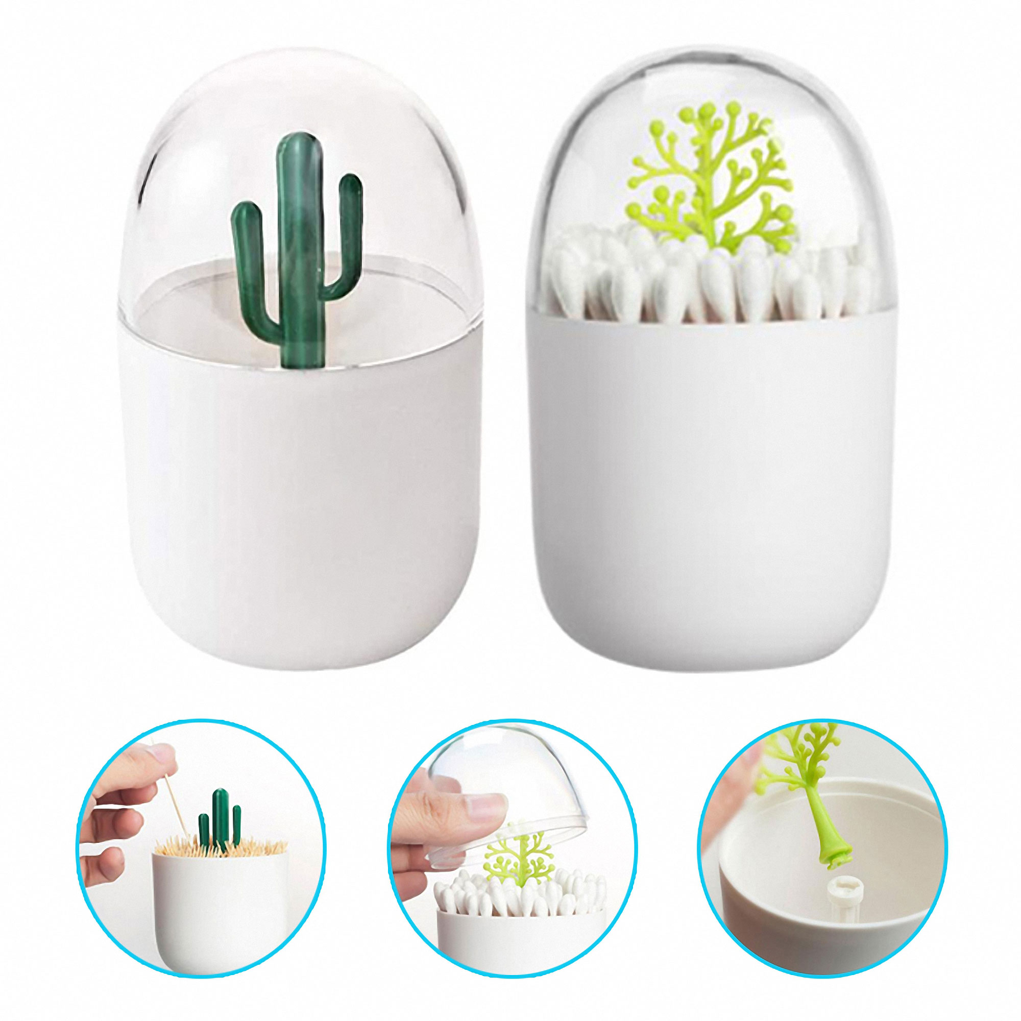 Clear Acrylic Cotton Swab Holder with Lid 2