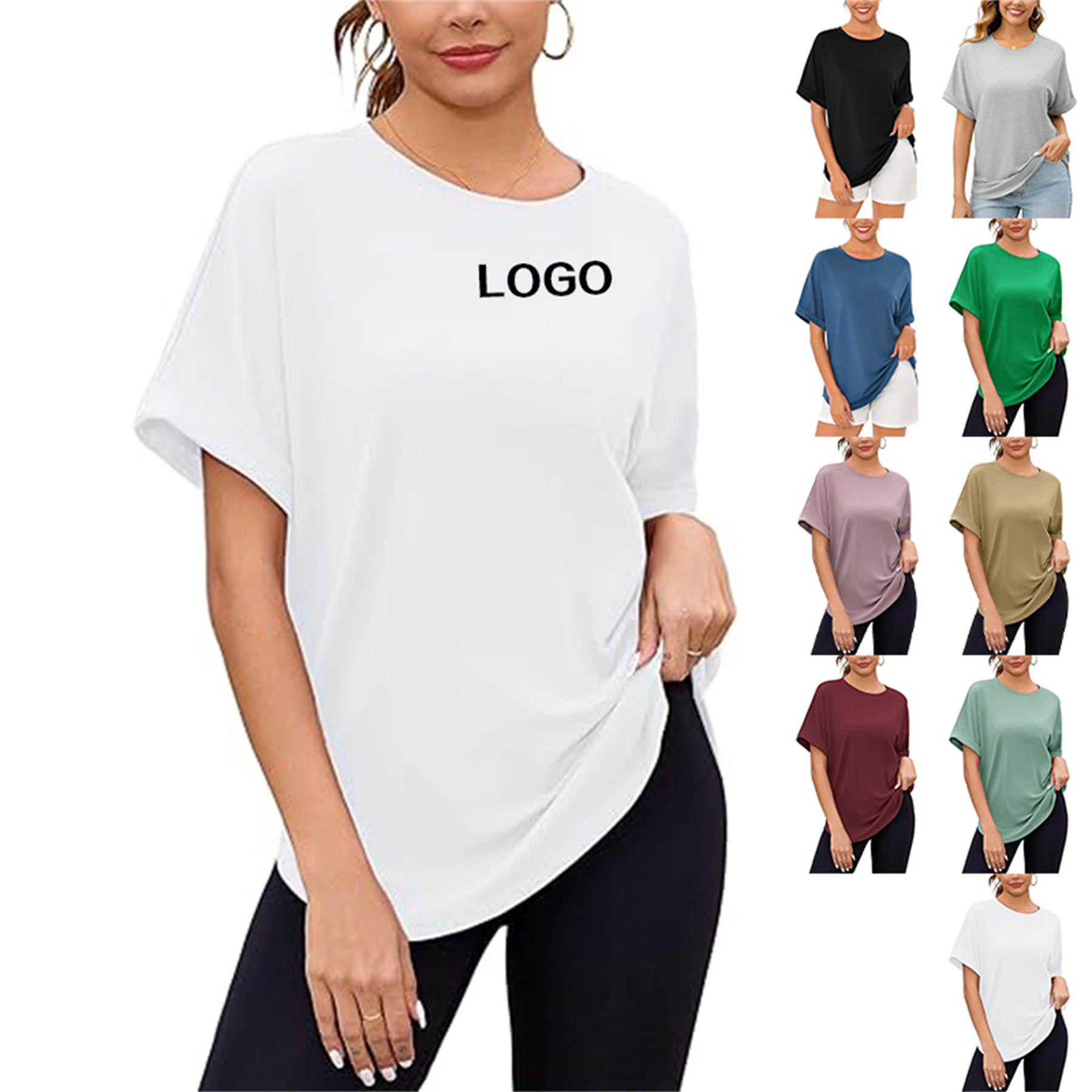 Crew Neck Rolled Short Sleeve Basic T Shirt 6