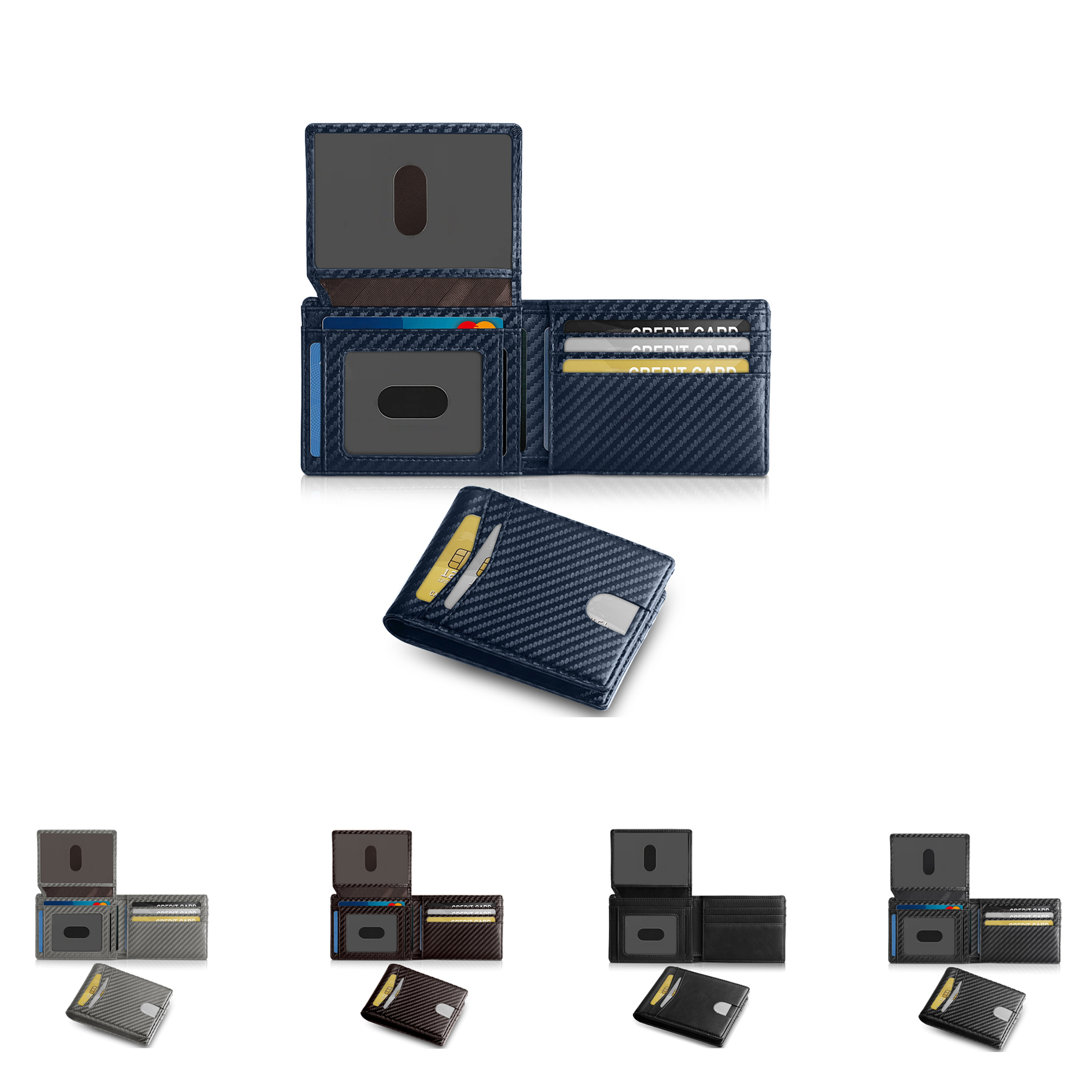 Men's Slim RFID Leather Wallet with 2 ID Windows 5