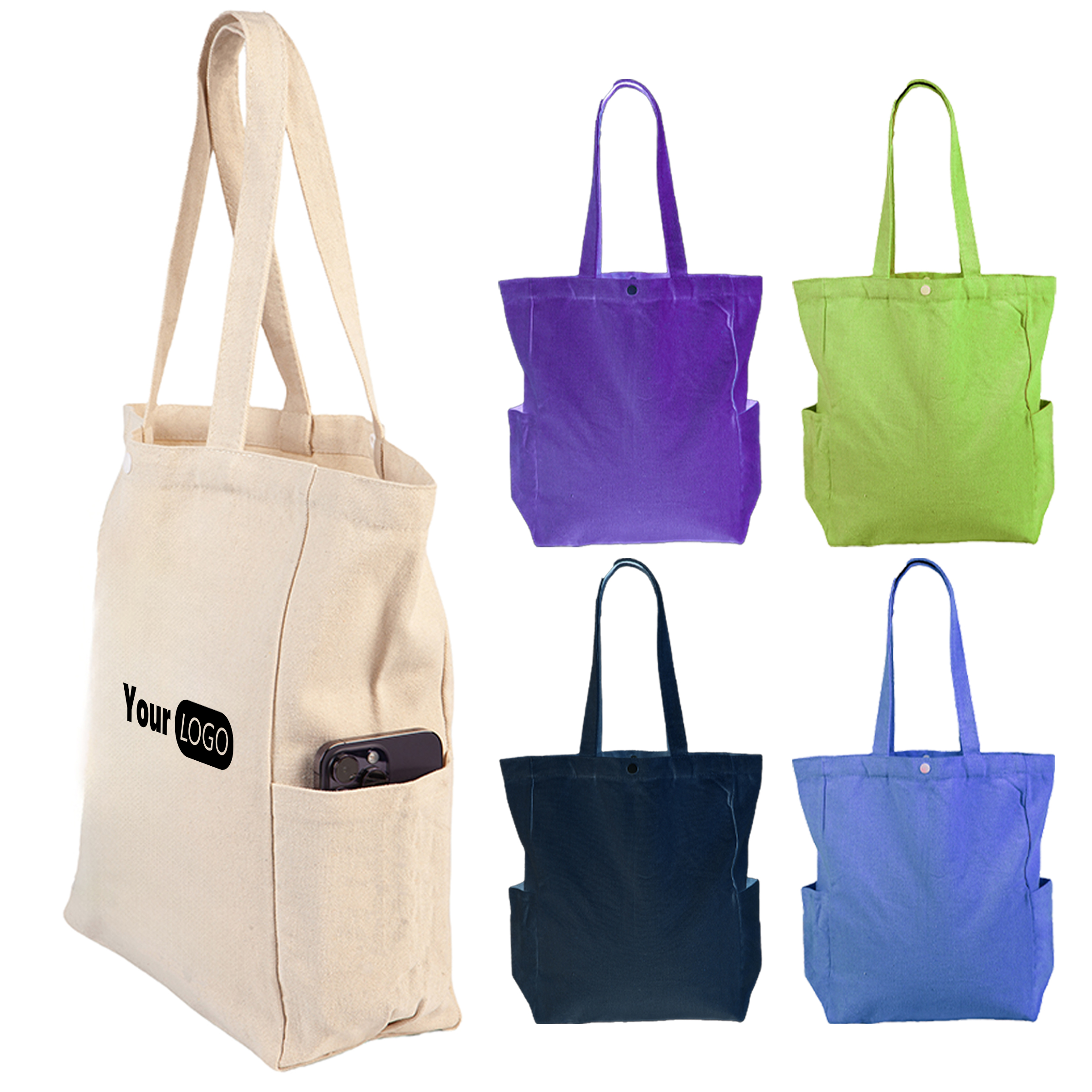 Canvas Large Capacity Minimalist Handbag, custom tote bag with logo imprint 5