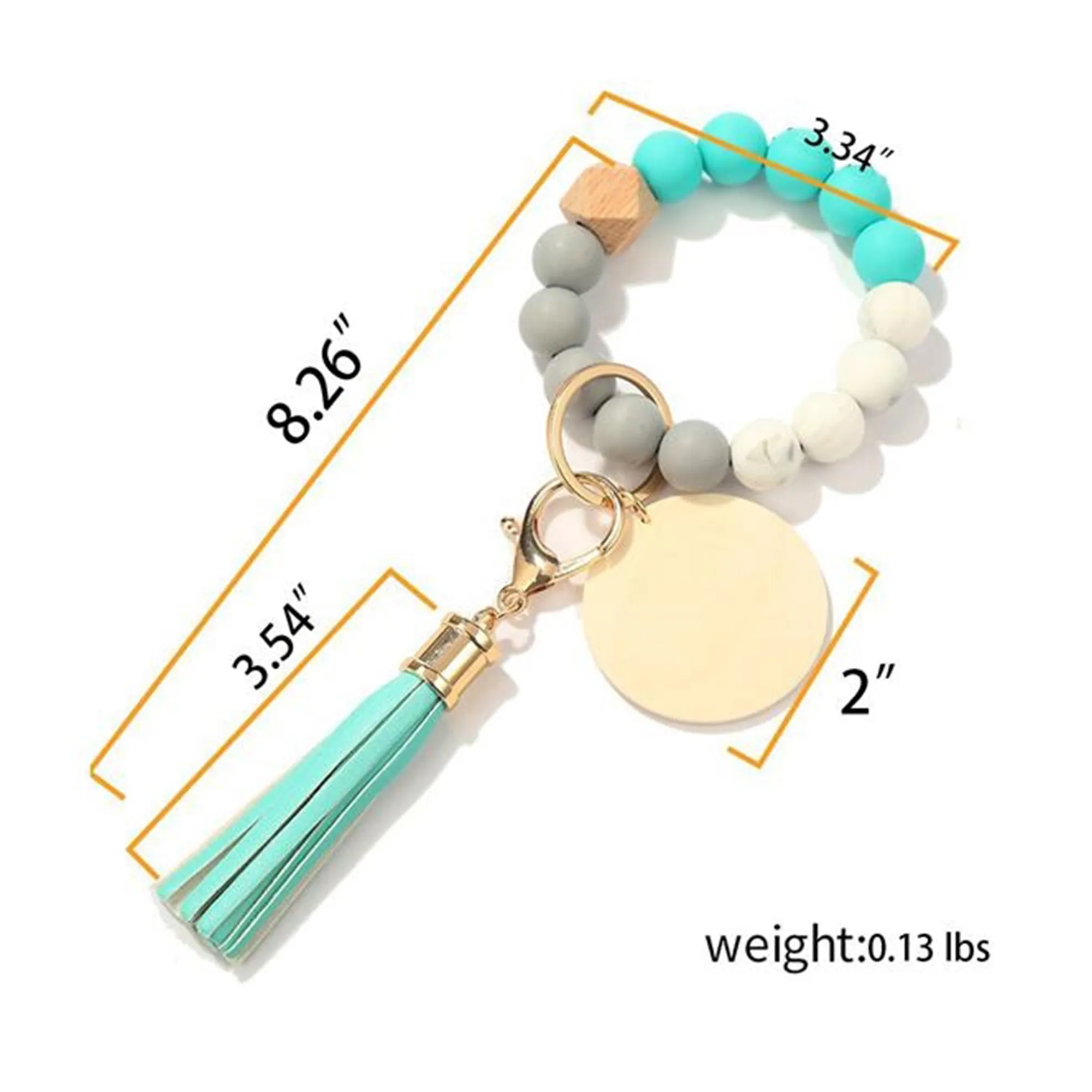 Silicone Key Bead Wood Bracelet Keychain 2
